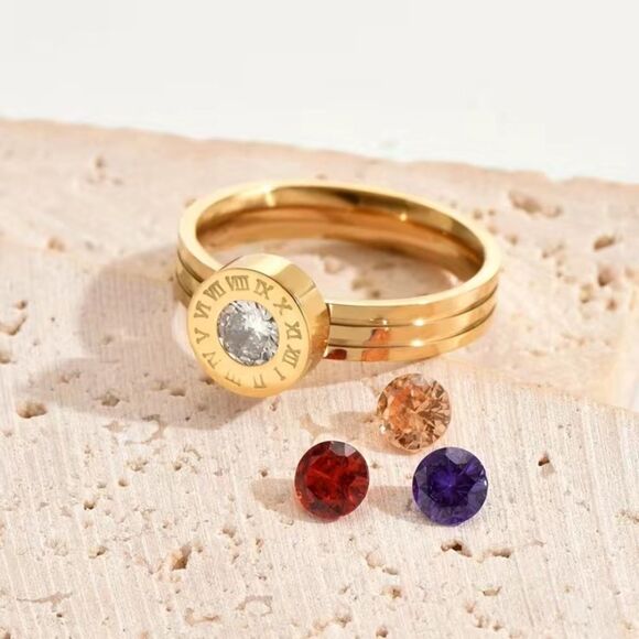 Jewelry - ✨🆕✨ Stunning 18K Gold Plated Over Titanium Numeral Zircon Interchangeable Ring✨
